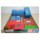 Nine Plastic Ammo Storage Boxes - Sizes 9mm,357,