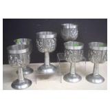 Vintage German Embossed Pewter Goblets