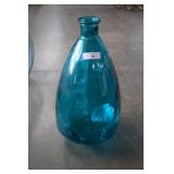 Vibrant Teal Glass Bottle Vase
