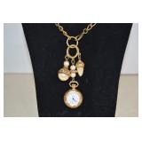 Vintage Gold Tone Pocket Watch Style Pendant With