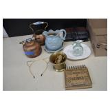 Brass Vessel with Blingy Hair Clips and Misc.