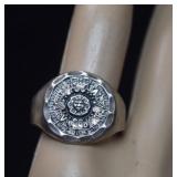 Sterling Aztec Sun Calendar Ring  10.59g  Sz 11