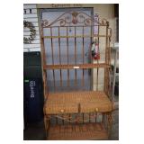 Iron & Wicker Bakers Rack. Very Heavy 36'x19'x75'