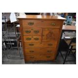 American Victorian Oak Chest w/ Hat Box Cubby