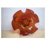 Vintage Hand Blown Amberina Art Glass Bowl