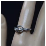 Sterling Heart Ring w/ Tourmaline   Sz 7