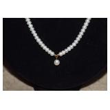 Shane Co. 14K Clasp, Pearl Necklace w/Drop Pearl