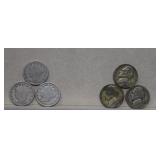 (3) 1943P&S Silver War, (3) Liberty V Nickels