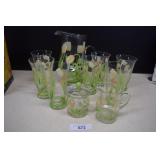 Tulip Glass Pitcher, Glasses & Sugar/Creamer