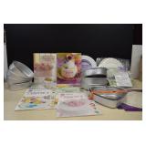 Large Lot Of Cake Making Supplies,Books & Pans
