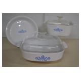 Five Pieces Corning Ware Cornflower Casserole