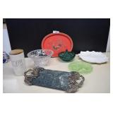 Glass Bowls, Metal Tray, Cheese Tray, Coffee