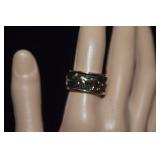 18K GE Band w/ Jungle Cats  Sz 8