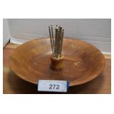 Ozark Walnutware Nut Cracking Bowl & Picks