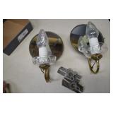 Pair Vintage Wall Fixtures w/ Mirrored Reflectors