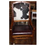 Custom High Back Cowhide Arm Chair