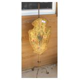 Vtg Hand Painted Tole Shield Fireplace Screen