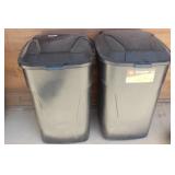 Two Rubbermaid Rollout Trash Bins
