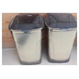 Two Rubbermaid Trash Bins With Wheels