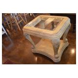 Chippendale Side Table with Beveled Glass Insert