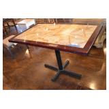 Faux Marble Table with Metal Pedestal Base.