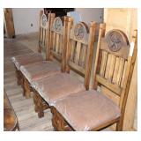Four Rustic Wood Dining Chairs