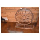 Decorative Wooden Wheel in Stand