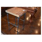 Square Woden Top Table W/ Metal Pipe Frame