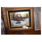 Small Framed Farm Wagon Scene