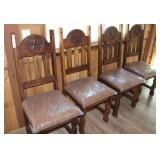 Four Rustic Wood Chairs With Star Motif