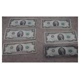(7) 1976  $2 Fed. Reserve  Green Seals