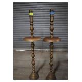 Pair Of Morocco-Style Brass Floor Candlesticks