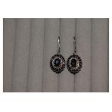 Sterling & Blue Topaz Earrings   Marked DDB