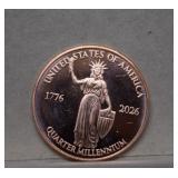 1oz AVDF Copper 250th Liberty/Flag Round  .999