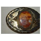 Western Style Belt Buckle w/ Jasper Polished Stone