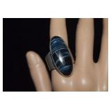 Sterling Hawk's Eye Ring   Size 12