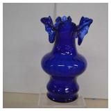Vintage French Cobalt Blue Vase With Handkerchief