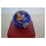 Gemstone Globe Paper Weight In Box - Lapis, MOP,