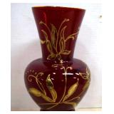 Vintage MCM 'Norleans' Ruby Red With Gold Accents