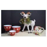 Holiday Decor,Bowl Set,Snowman Mug & Reindeer,