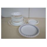 16 Pcs Corelle Butterfly Gold & City Block Plates,