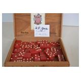 Full Set Of Vintage Red Bakelite Dominos In Wood