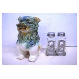 Vintage Ceramic Foo Dog & Vintage Salt & Pepper