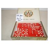Vintage Red Dominos In Cigar Box - Full Set