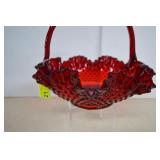 Gorgeous Fenton Amberina Hobnail Ruffled Rim