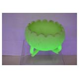 VTG Fenton Satin Glass Rose Bowl 3 Footed Notes*