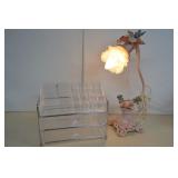 Makeup Organizer & Metal Floral Desk Lamp