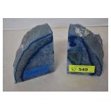 Blue-Dyed Agate Geode Bookends