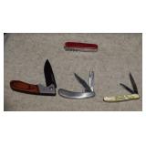 Four Pocket Knives & Swiss Multi-tool