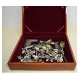 Nice Wood Box With Souvenir Spoons and More